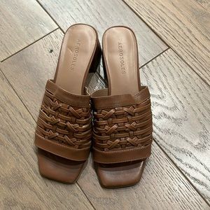 Aerosoles brown leather block heel  sandal, US size 6.5